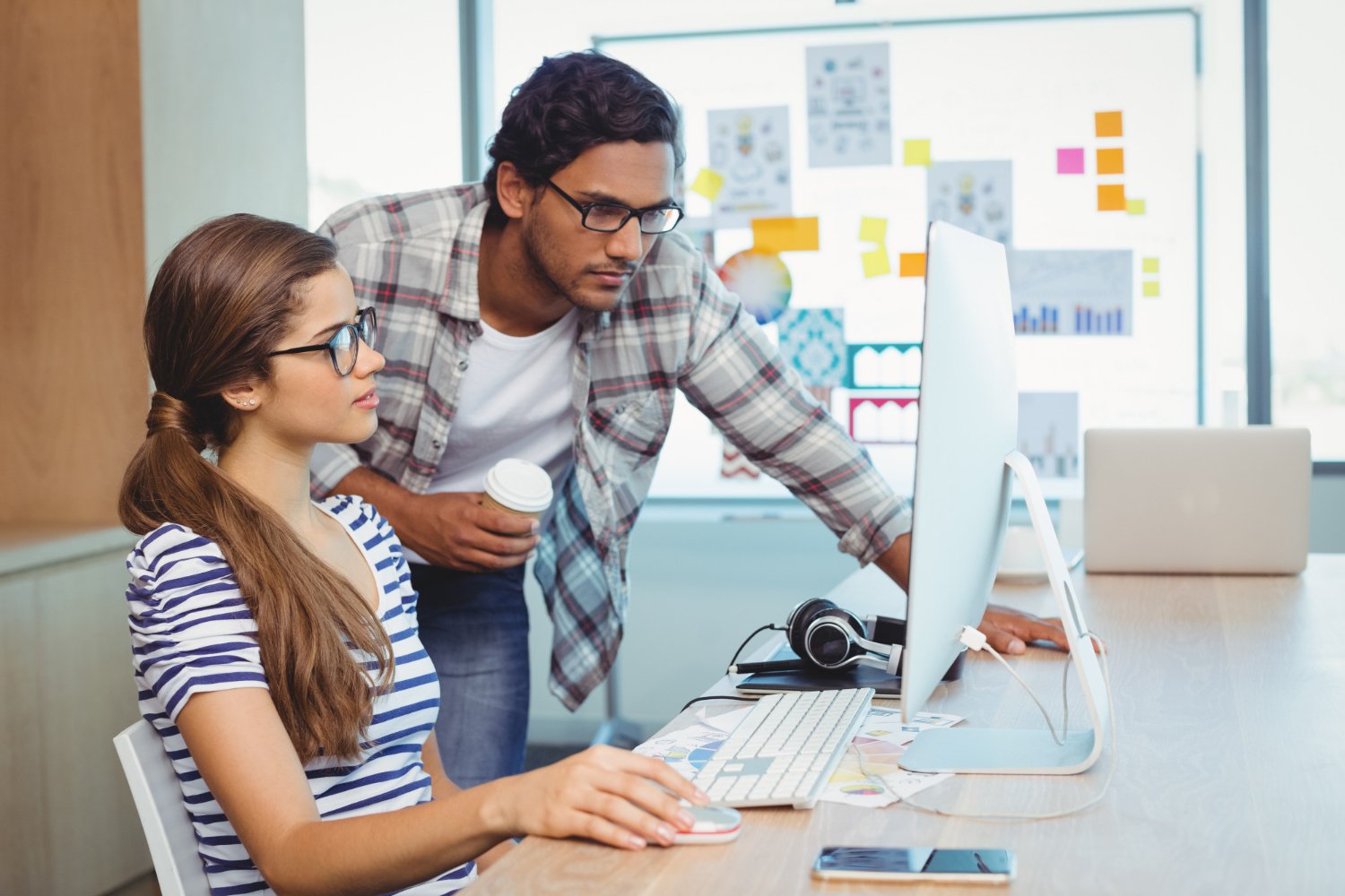 two people in office
